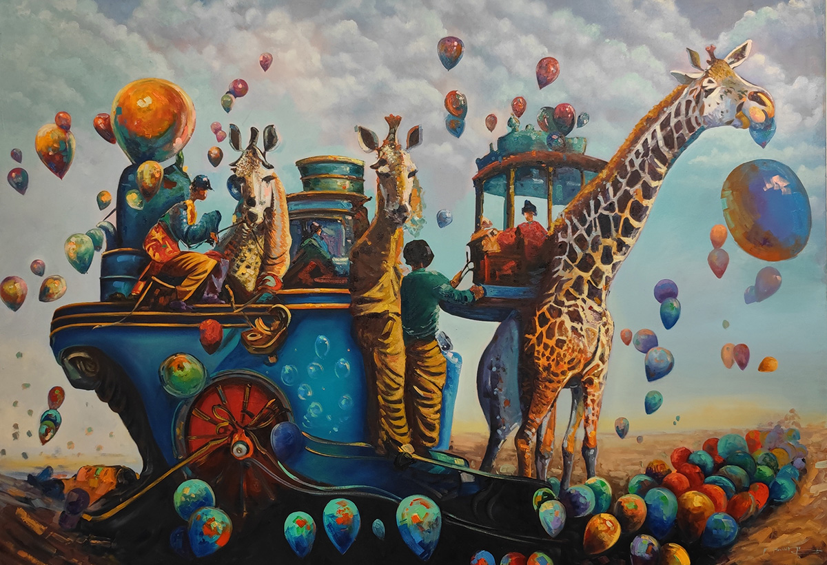 A giraffe named Abano, oil on canvas, 2024 — Mahshid Moochani