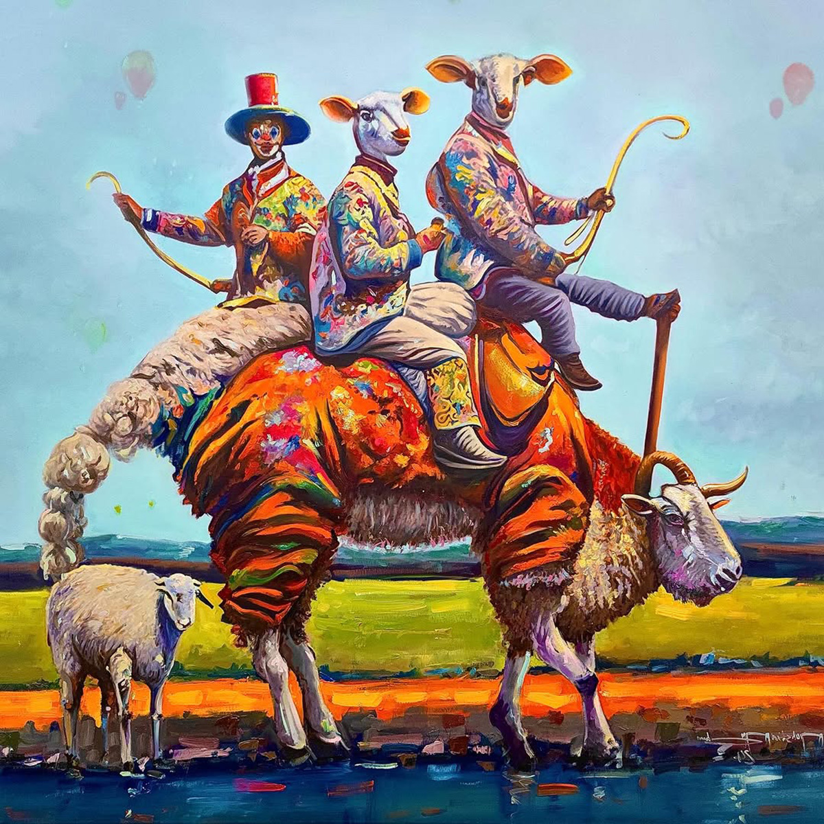 Luminous Parade, oil on canvas, 2024 — Mahshid Moochani