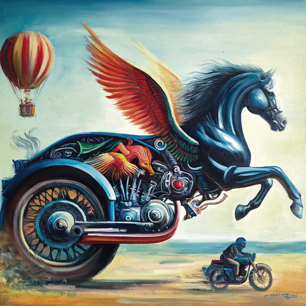 Phaedrus’ Flight, oil on canvas, 2024 — Mahshid Moochani
