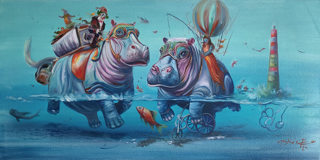 Mirrors of the Mind, oil on canvas, 2024 — Mahshid Moochani