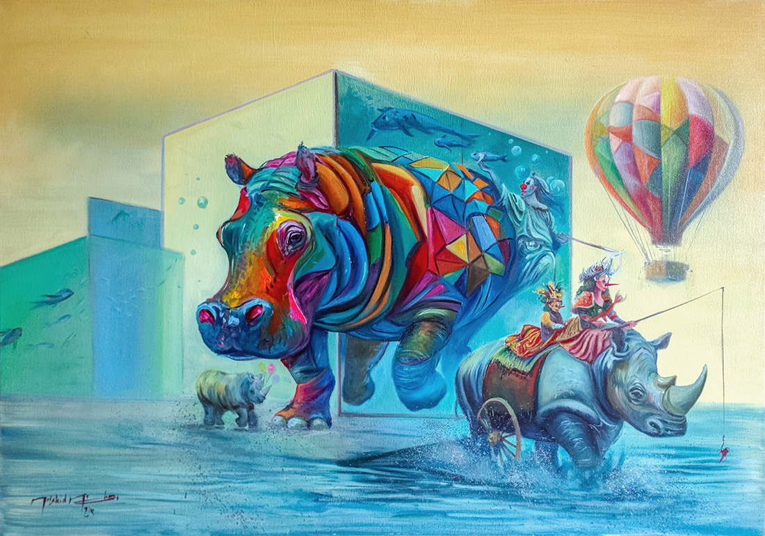 Song of Freedom, oil on canvas, 2024 — Mahshid Moochani