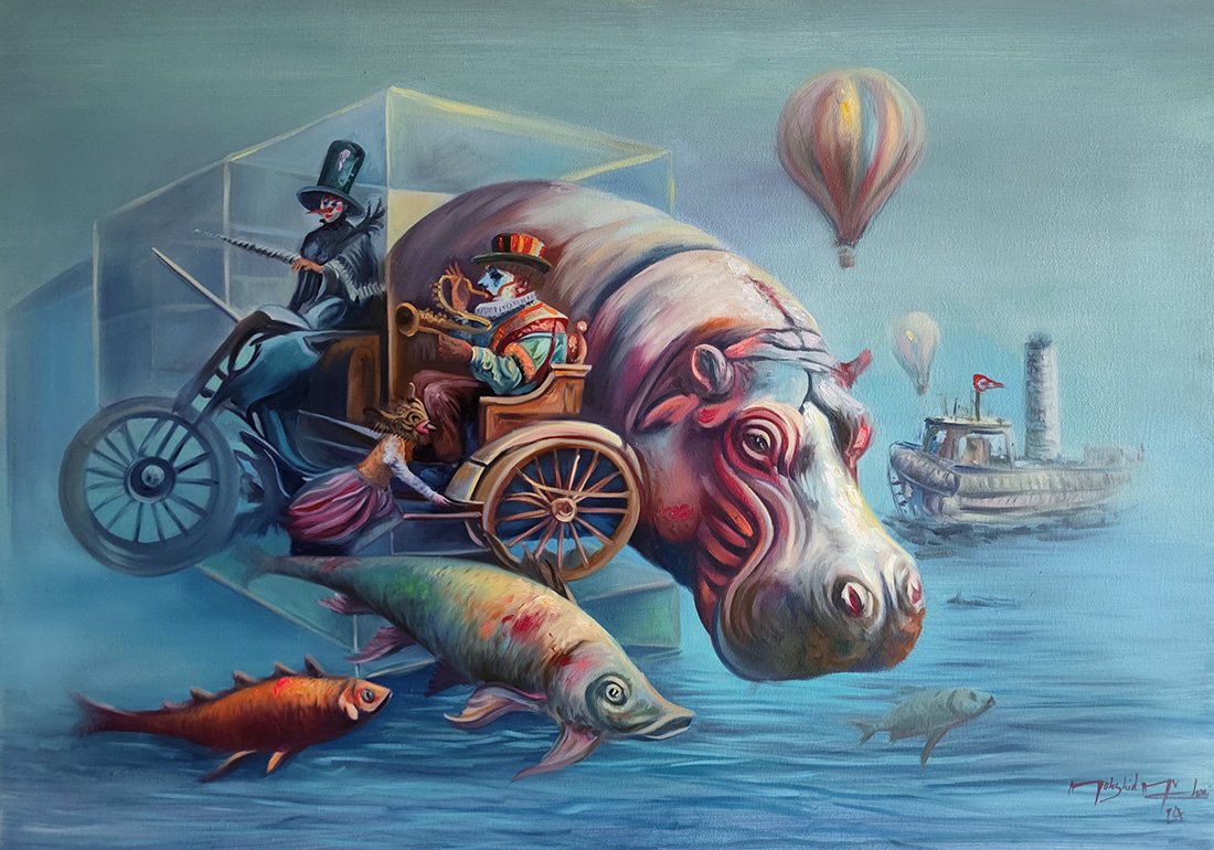 Dance Time, oil on canvas, 2024 — Mahshid Moochani