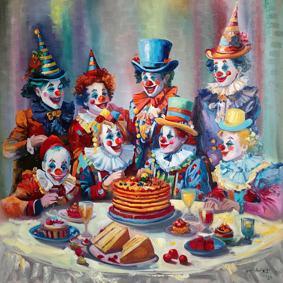 Feast of Illusions, oil on canvas, 2024 — Mahshid Moochani
