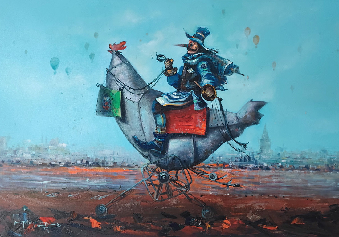 Don Quixote, oil on canvas, 2024 — Mahshid Moochani