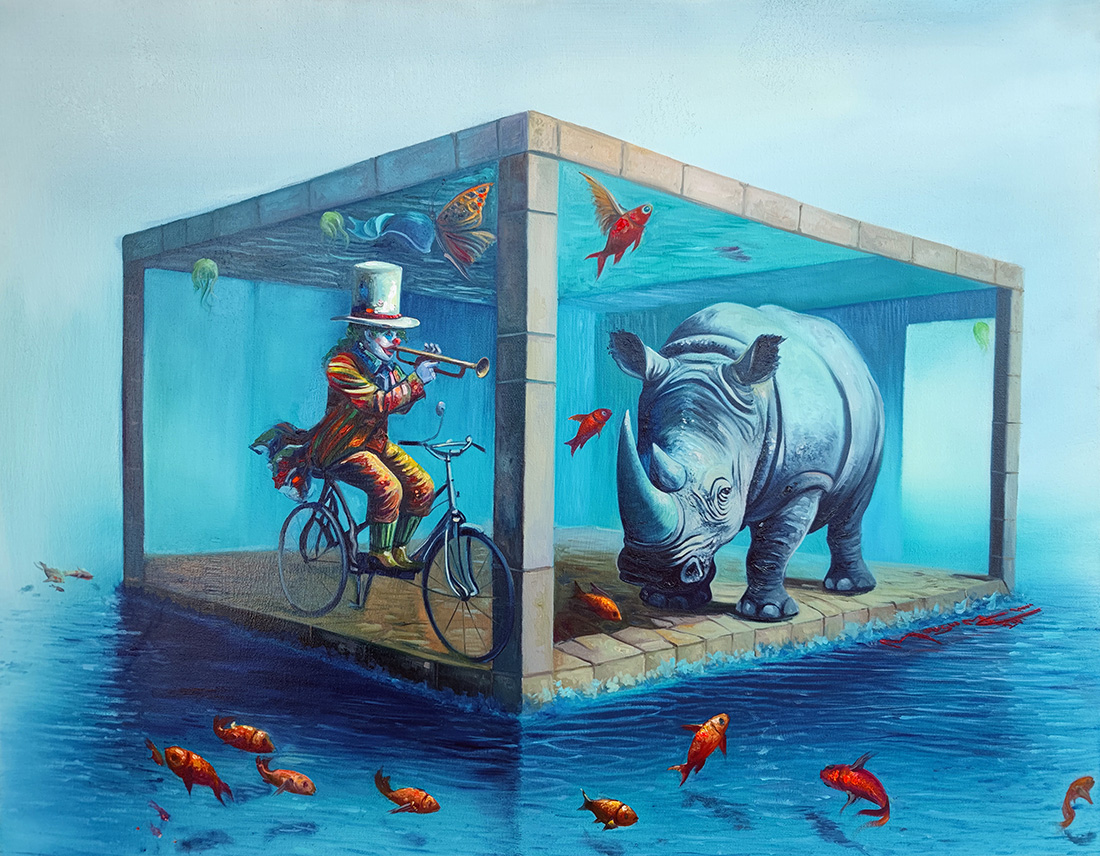 Conscious Captivity, oil on canvas, 2024 — Mahshid Moochani