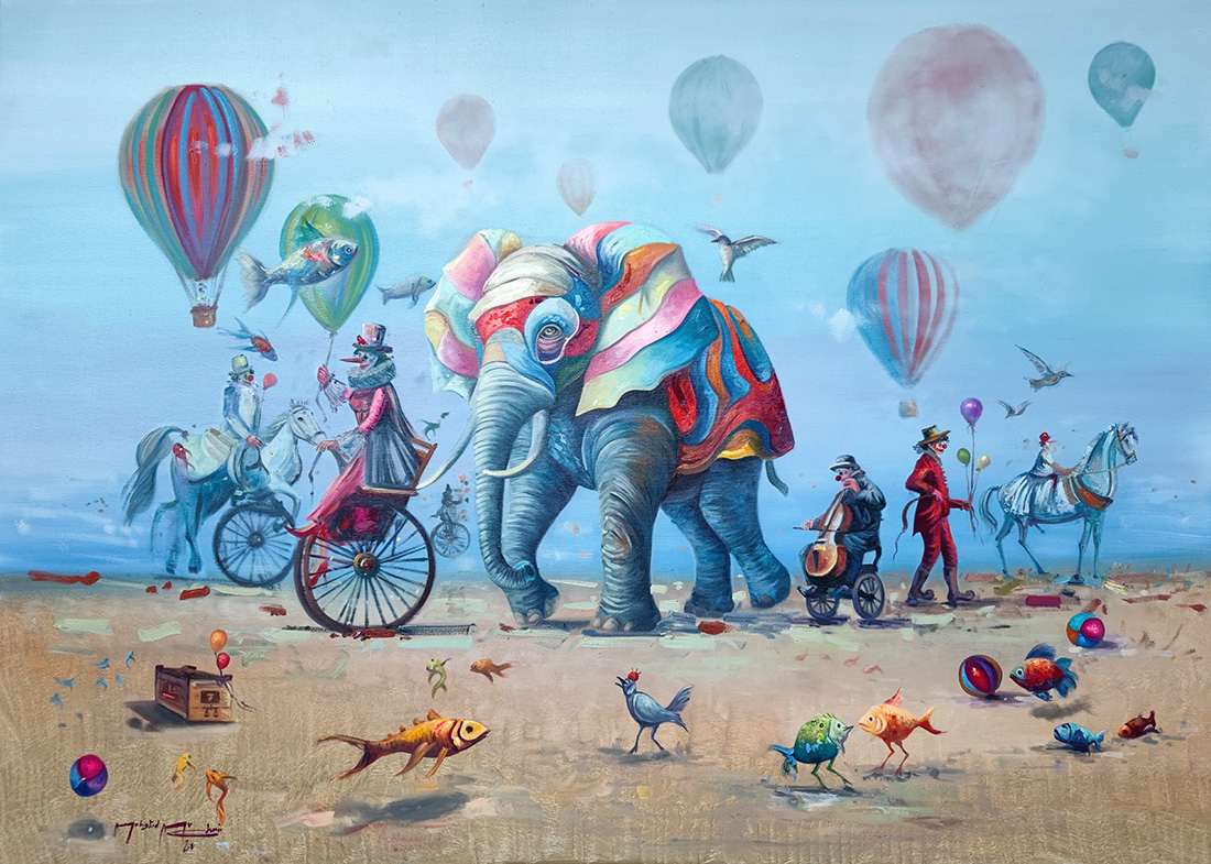 Threads of Imaginary Time, oil on canvas, 2024 — Mahshid Moochani