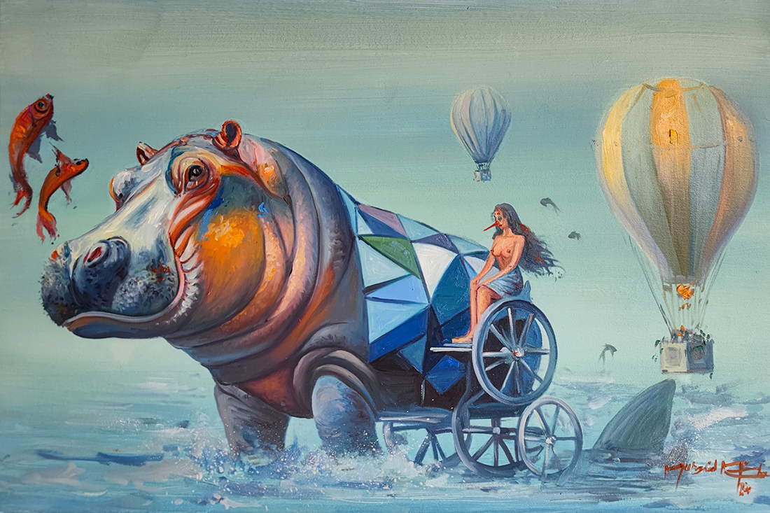 Fate Among the Waves, oil on canvas, 2024 — Mahshid Moochani