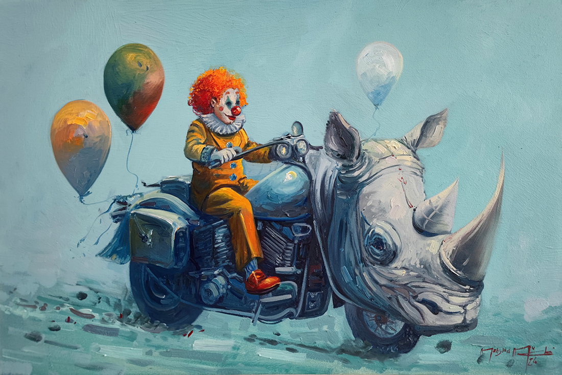 A Rift in Reality, oil on canvas, 2024 — Mahshid Moochani